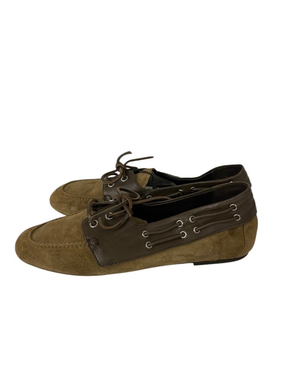 Massimo Dutti Womens Deck Shoes Camel EU 42 US 11 Contrast Leather 1540/750 NWOB